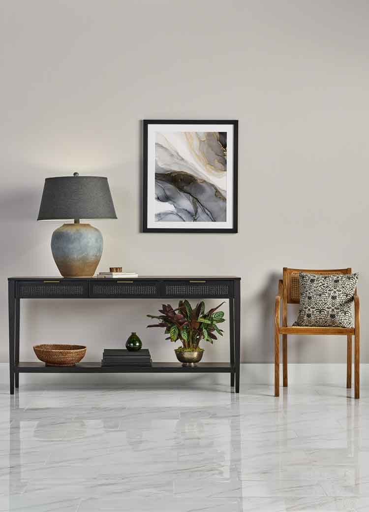 Installed tile flooring in home